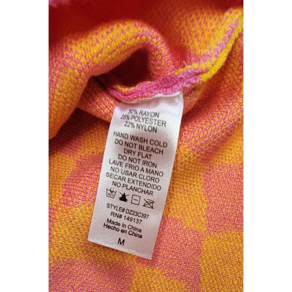 Double Zero Halter Pink Orange Checkered Top Womens Mystical Medium NWT - Picture 3 of 5